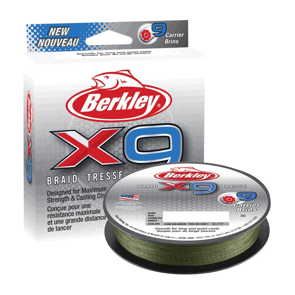 Berkley X9 9 Strand 300m Fishing Braid-Low Vis Green - 100lb